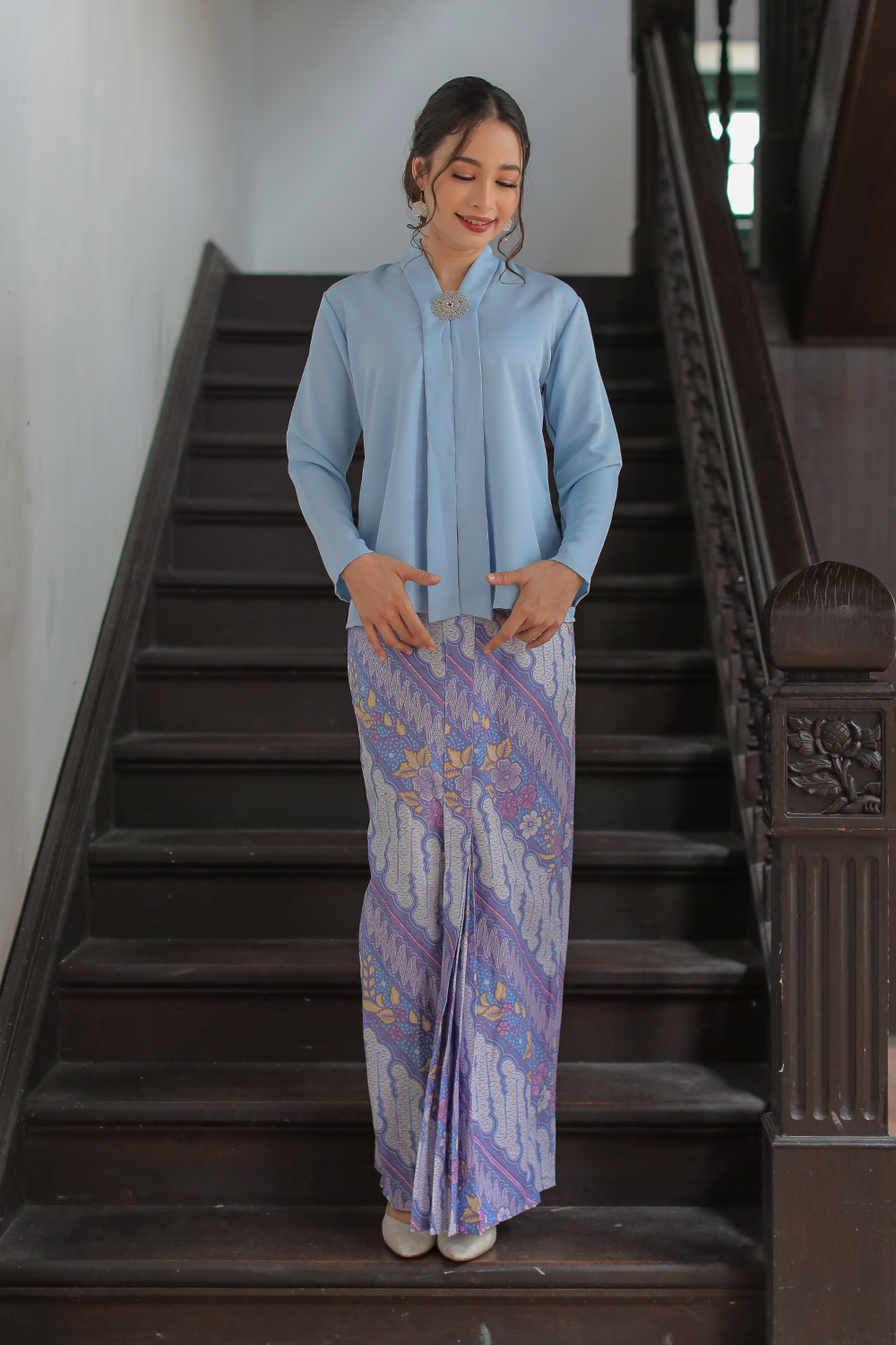 Classic Kebaya Batik in Baby Blue