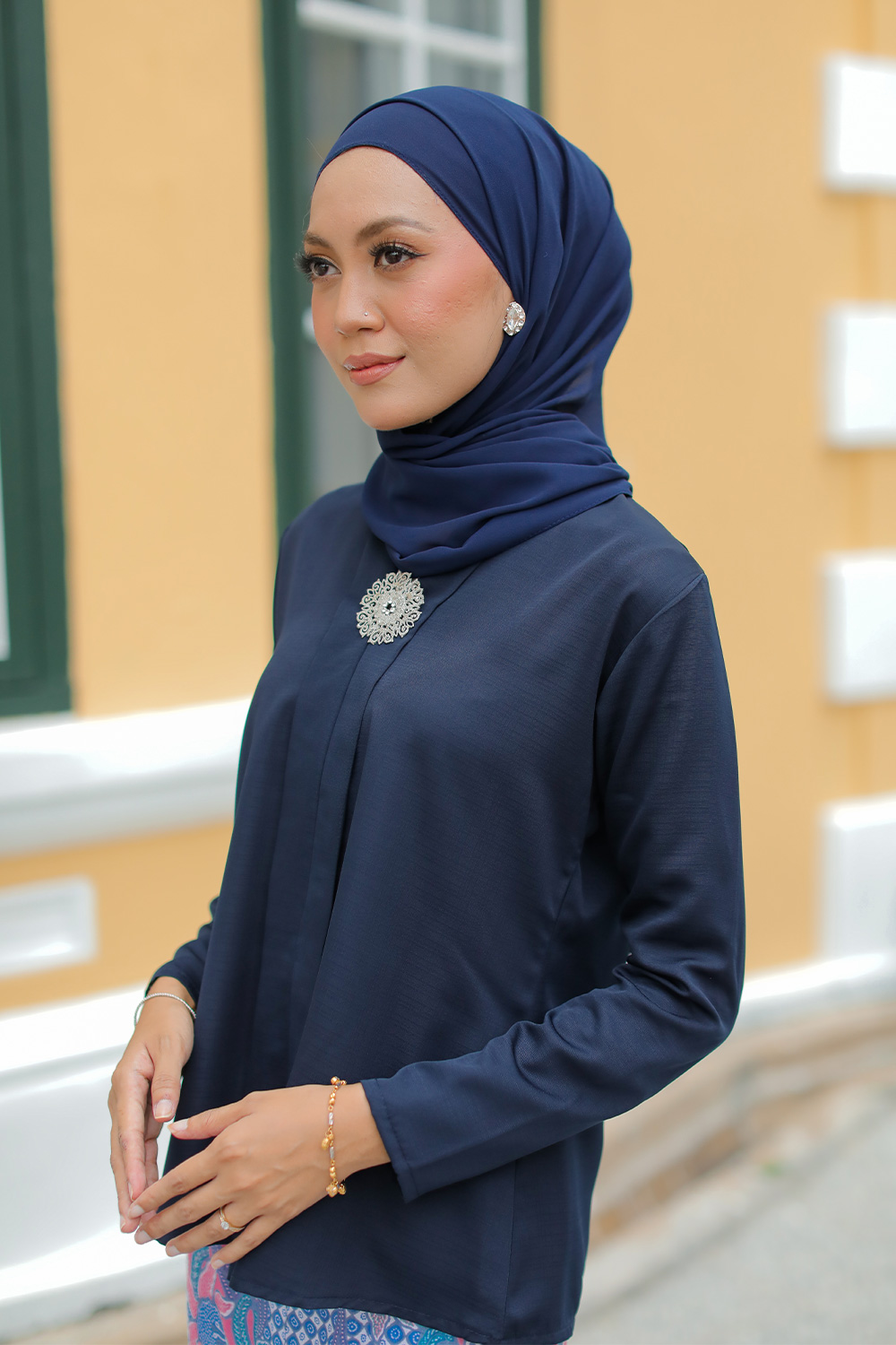 Classic Kebaya Batik in Navy Blue
