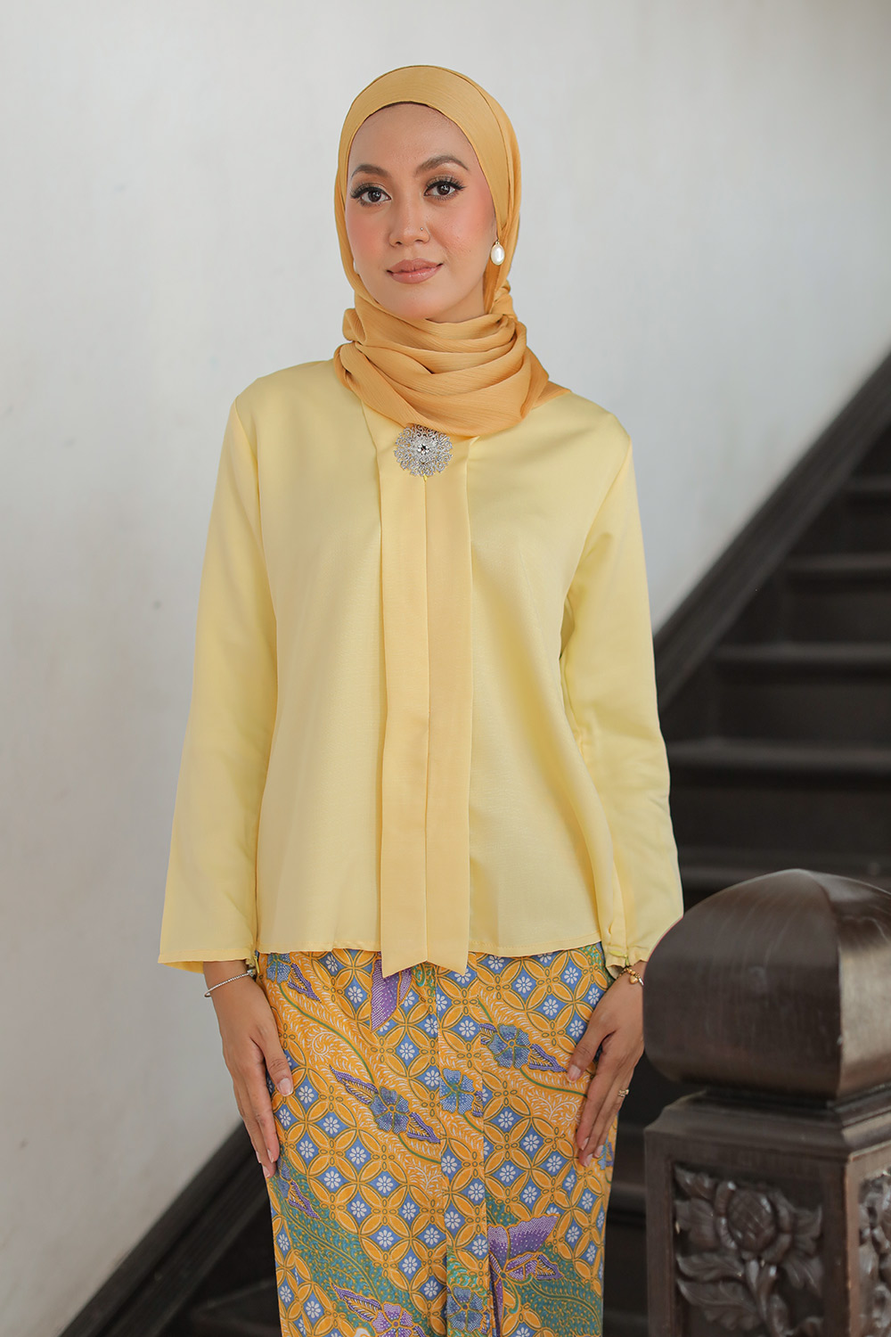 Classic Kebaya Batik in Pastel Yellow