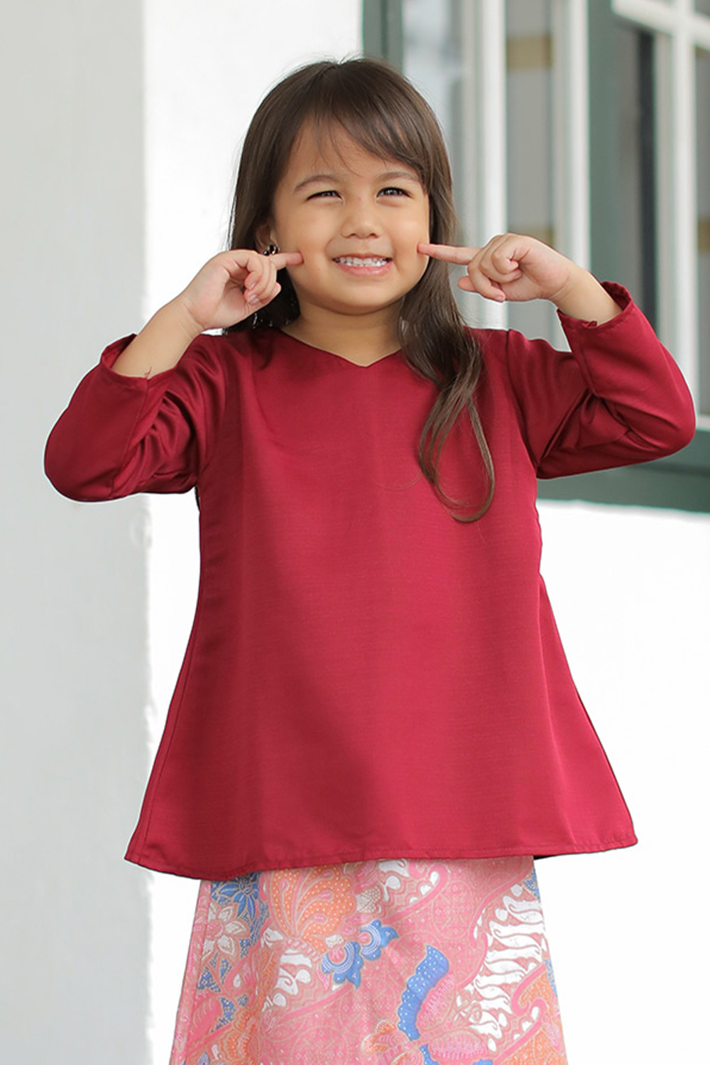 Delisha Kurung Batik Kids in Maroon