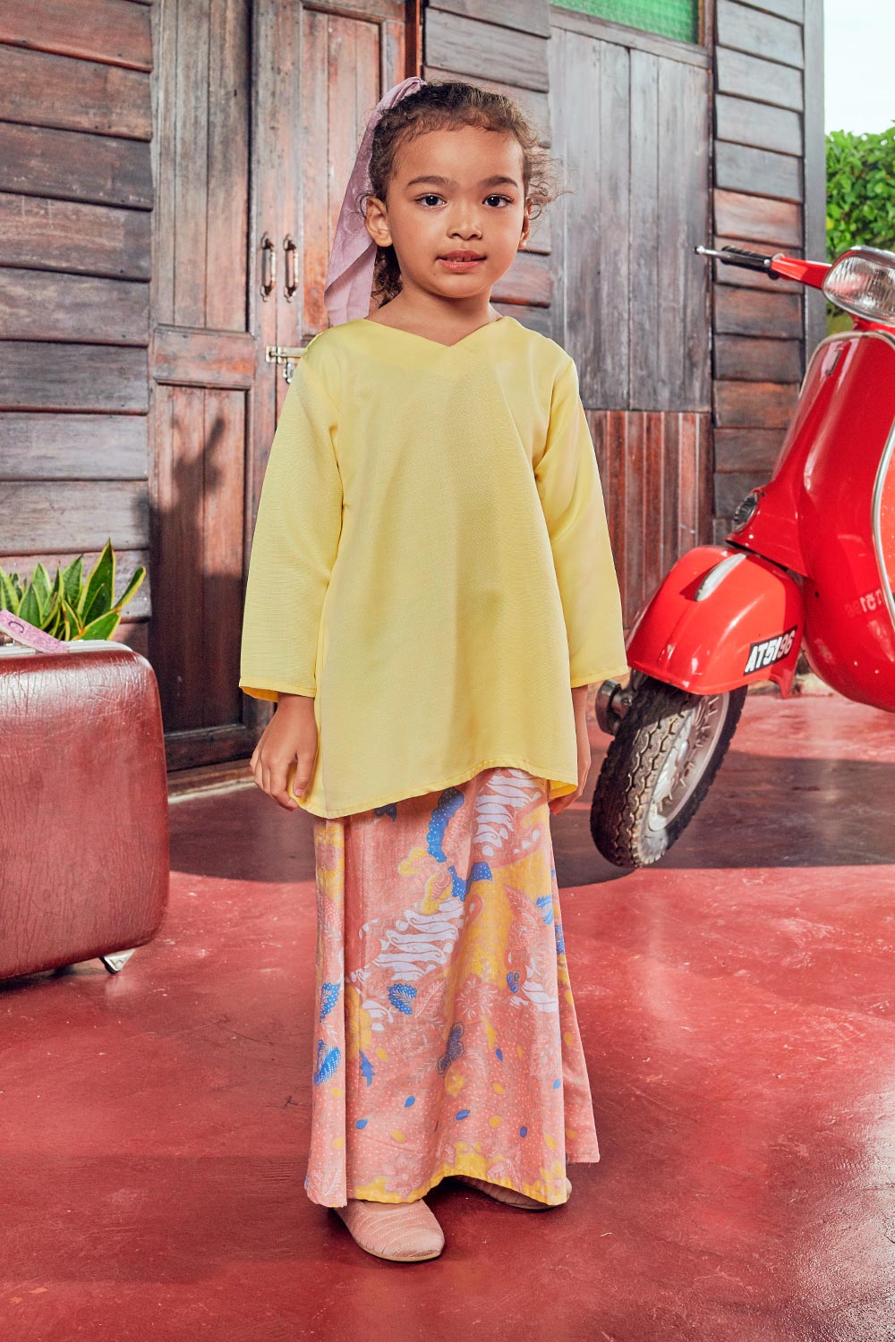 Delisha Kurung Batik Kids in Lemon Yellow