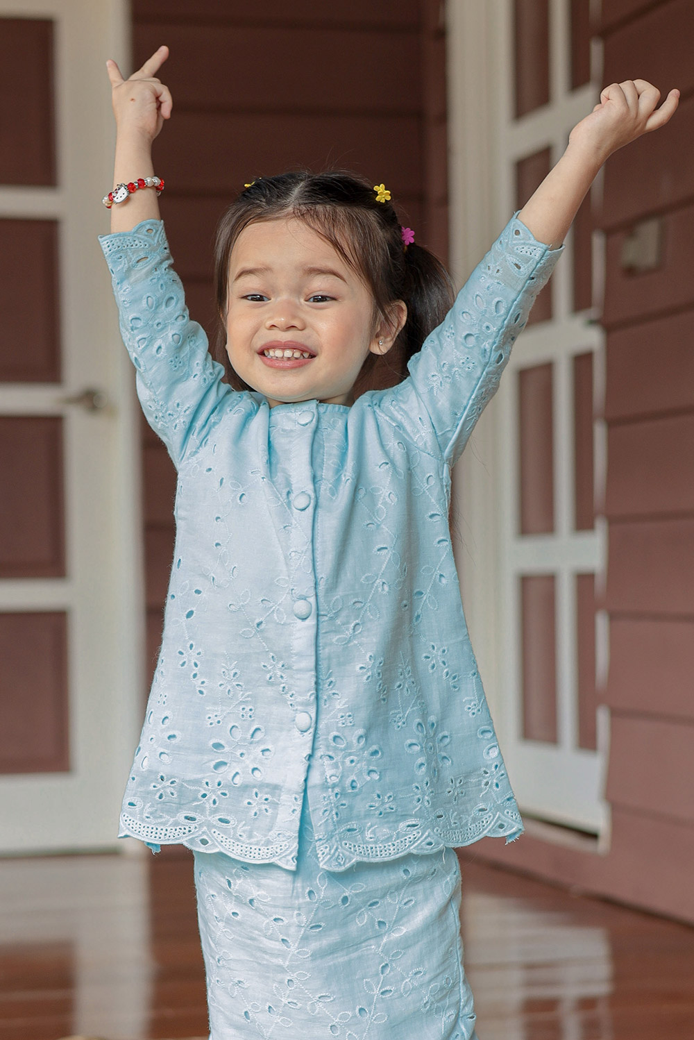 Eyelet Kurung Kids In Baby Blue