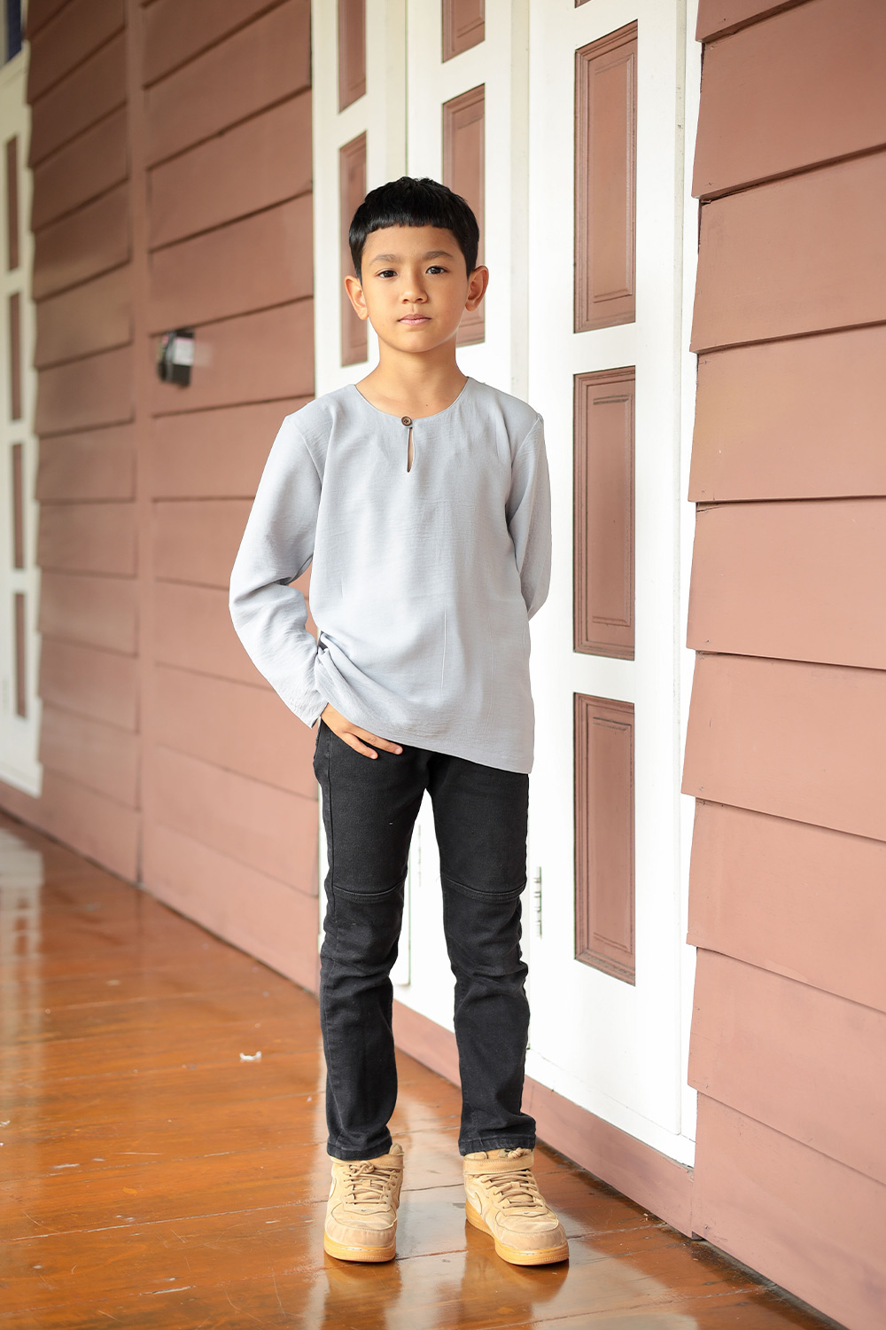 Kurta Arjuna Kid In Grey Ash