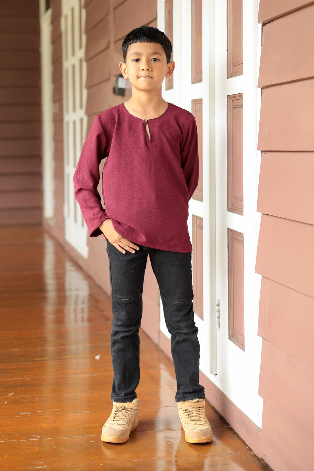 Kurta Arjuna Kid In Maroon