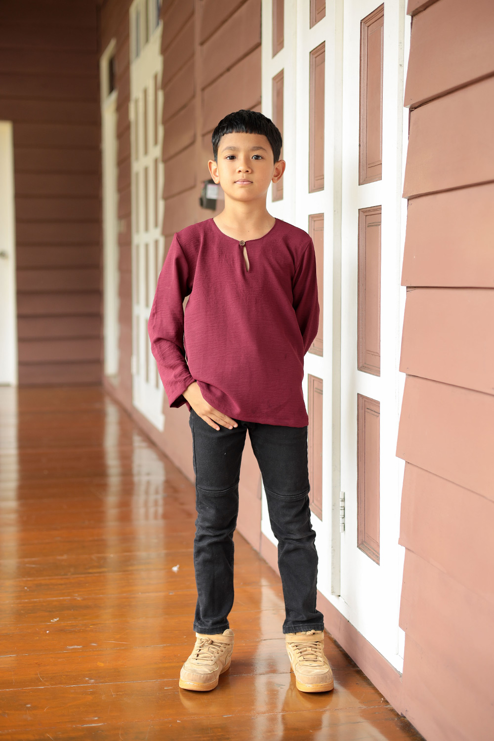 Kurta Arjuna Kid In Maroon