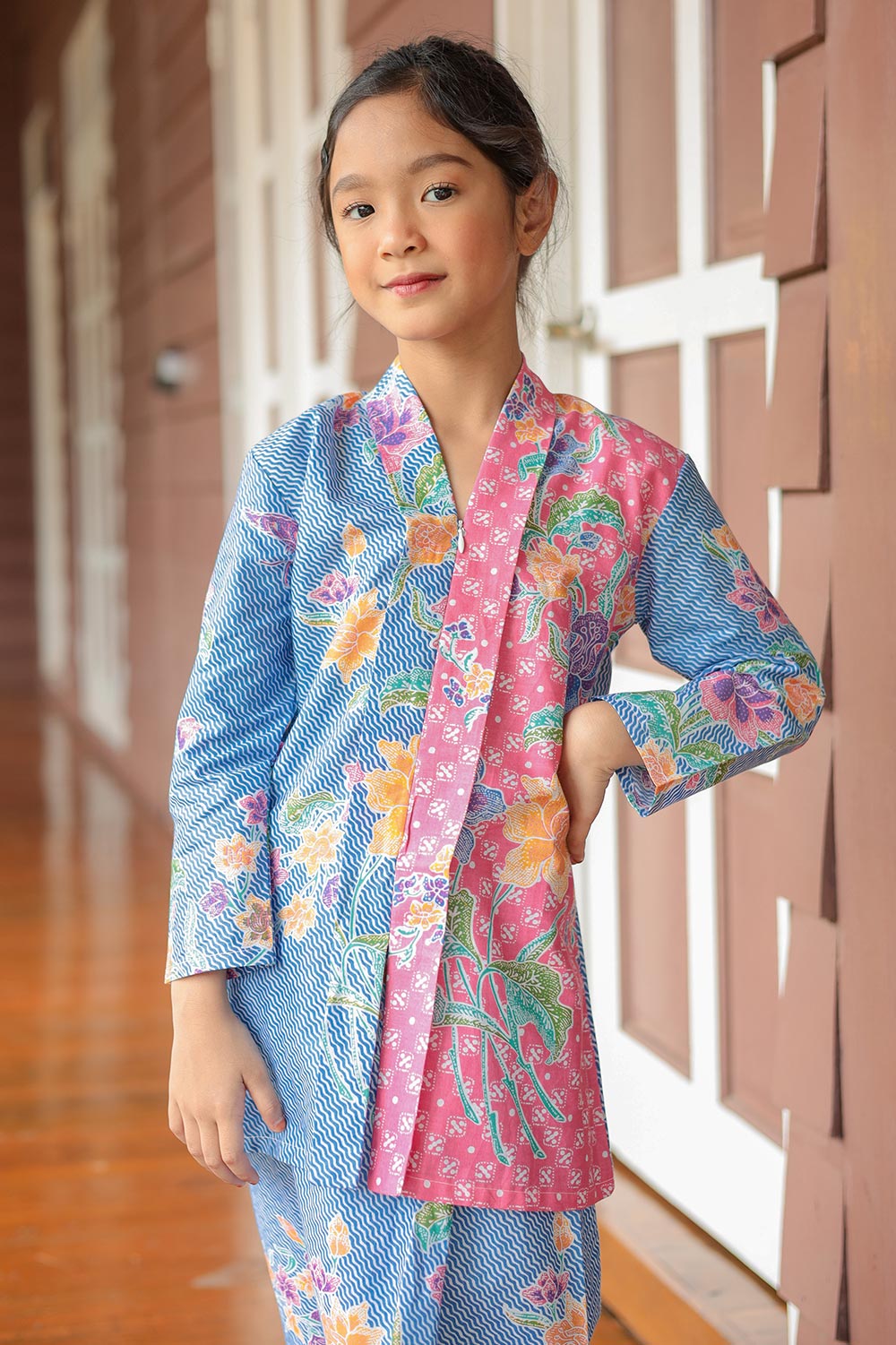 Flowery Kebaya Batik Kids in Rosebud