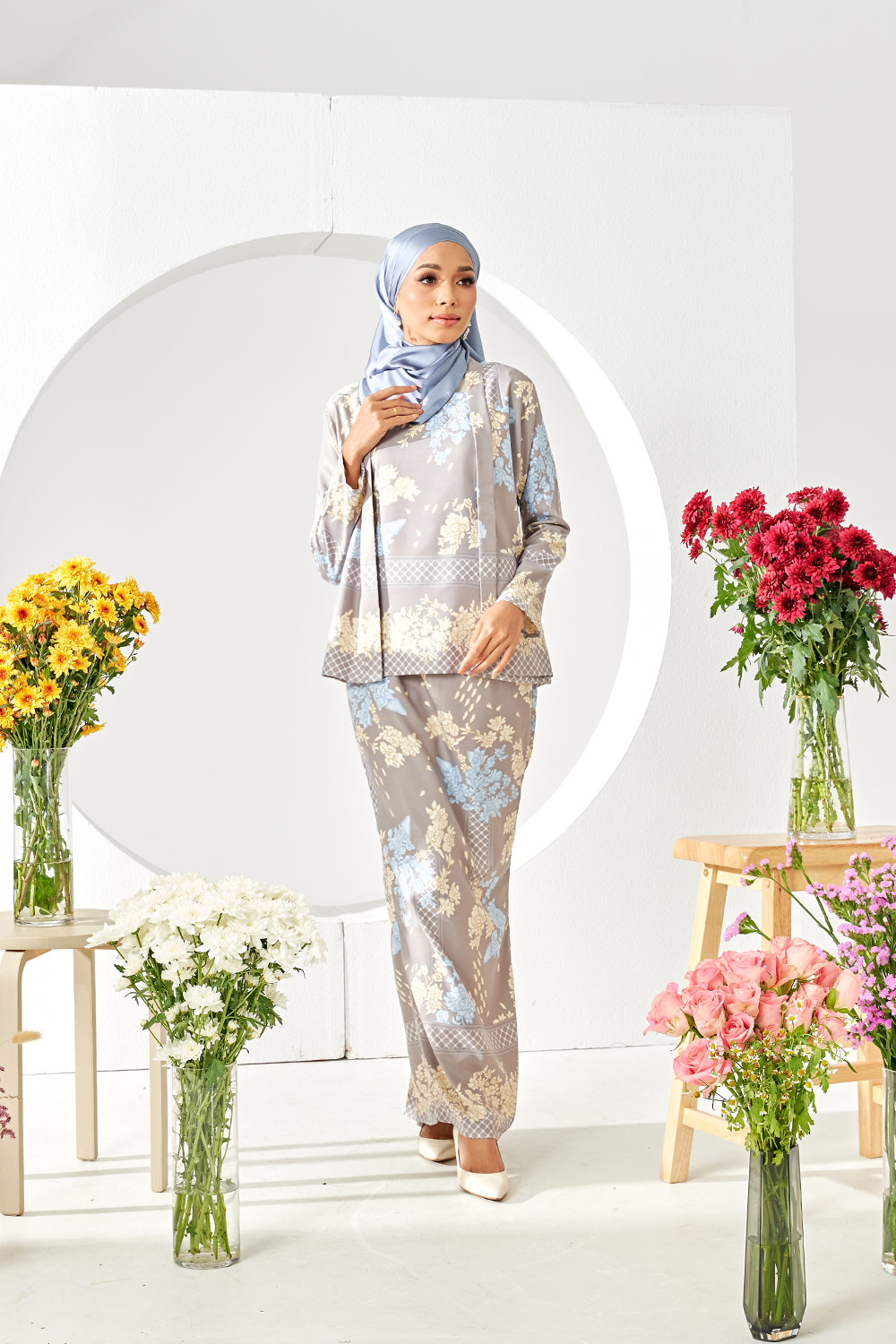 Mekar Kurung in Cloud Grey