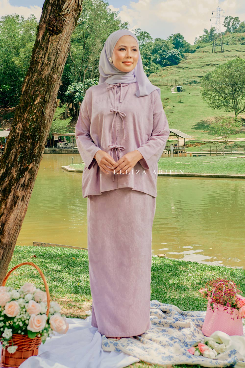 Adinda Kurung in Dusty Purple
