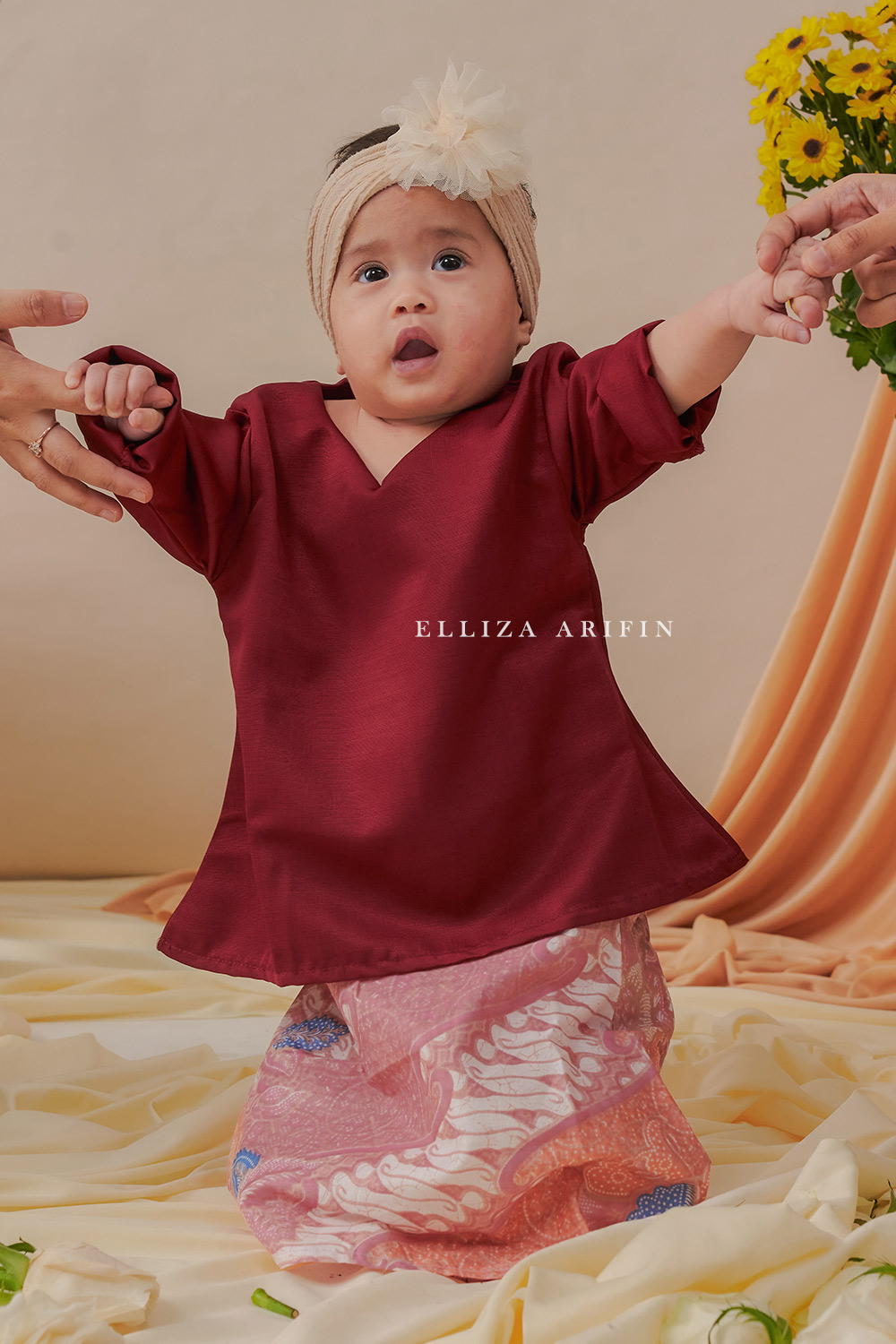 Delisha Kurung Batik Kids in Maroon