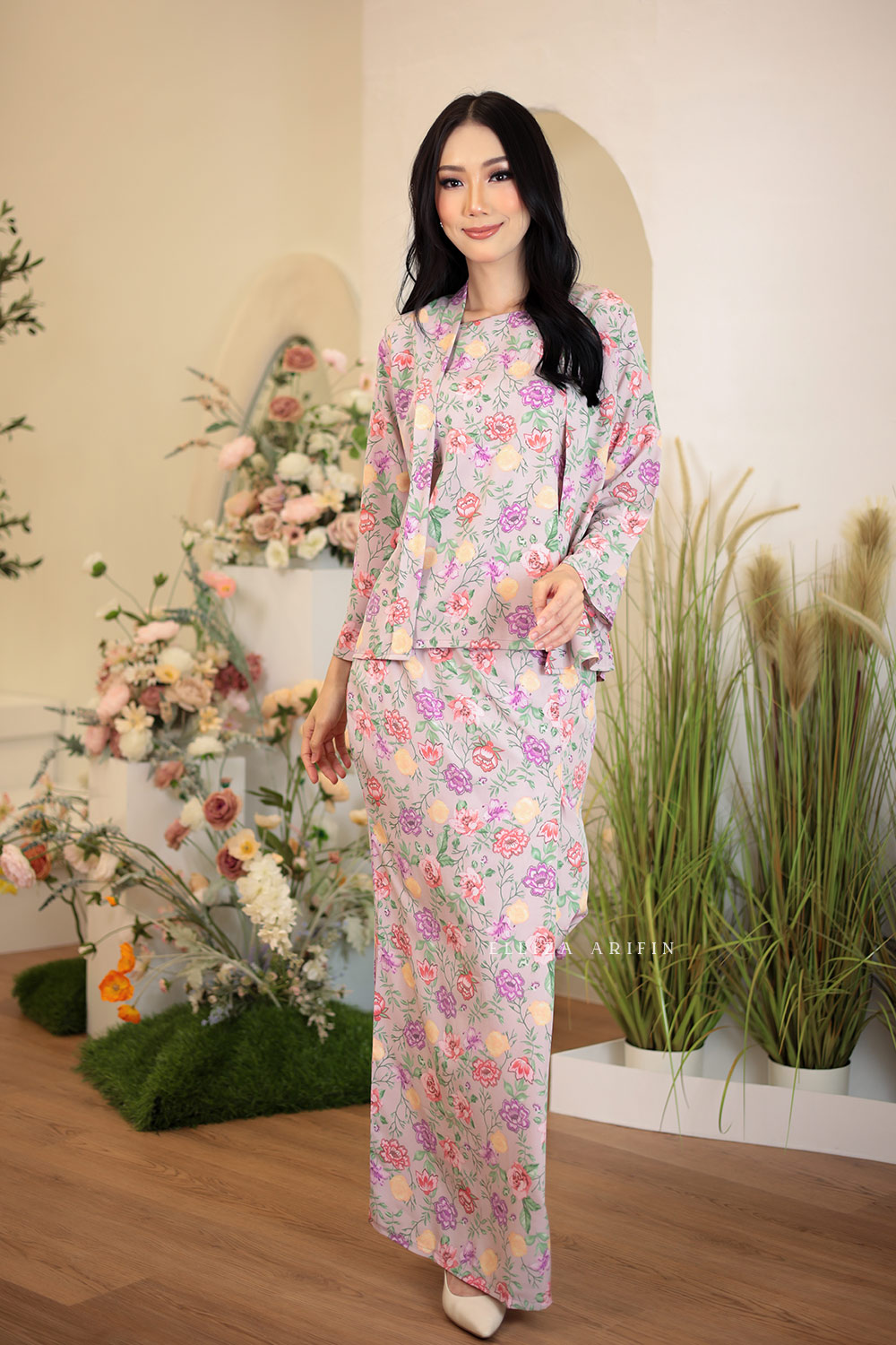 Mekar Kurung in Mauve Crepe