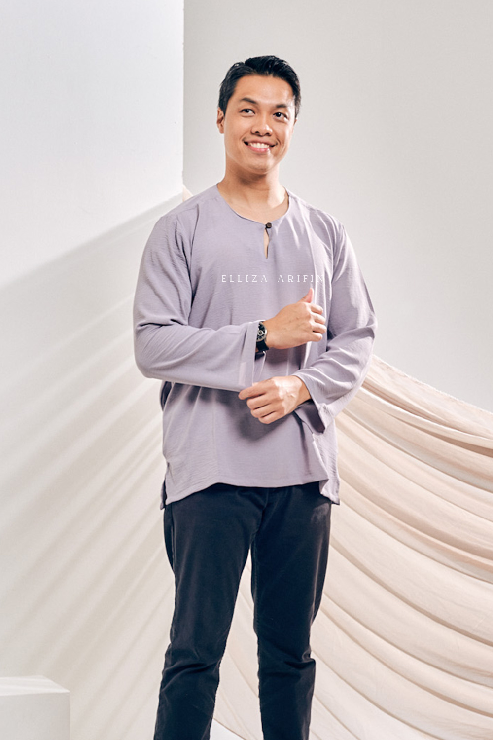 Kurta Arjuna in Grey Ash