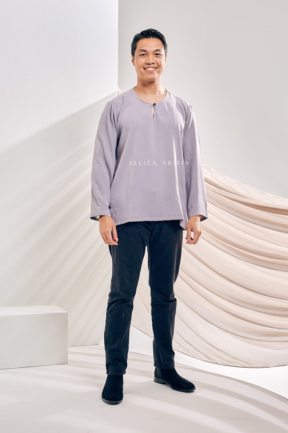 Kurta Arjuna in Grey Ash