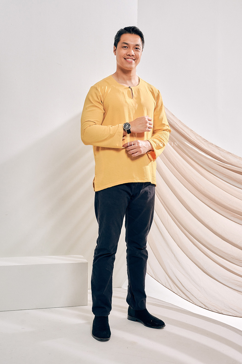 Kurta Arjuna in Soft Yellow