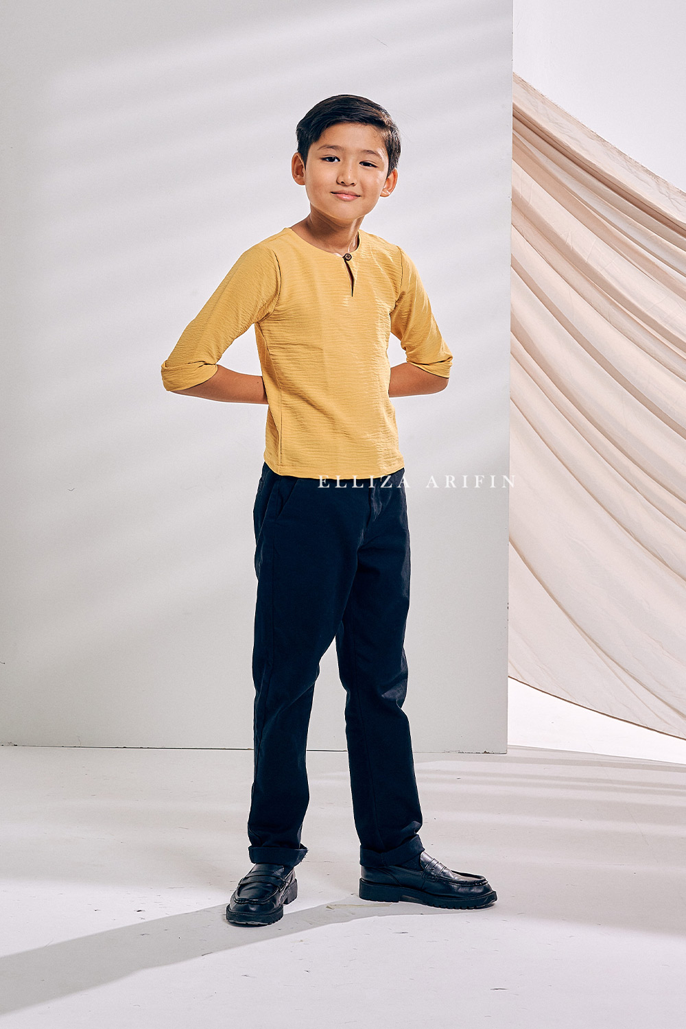 Kurta Arjuna Kid In Soft Yellow
