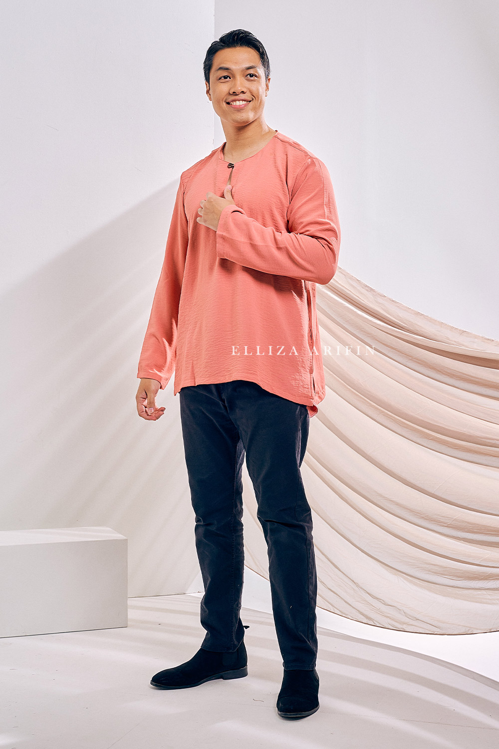 Kurta Arjuna In Orange Brick