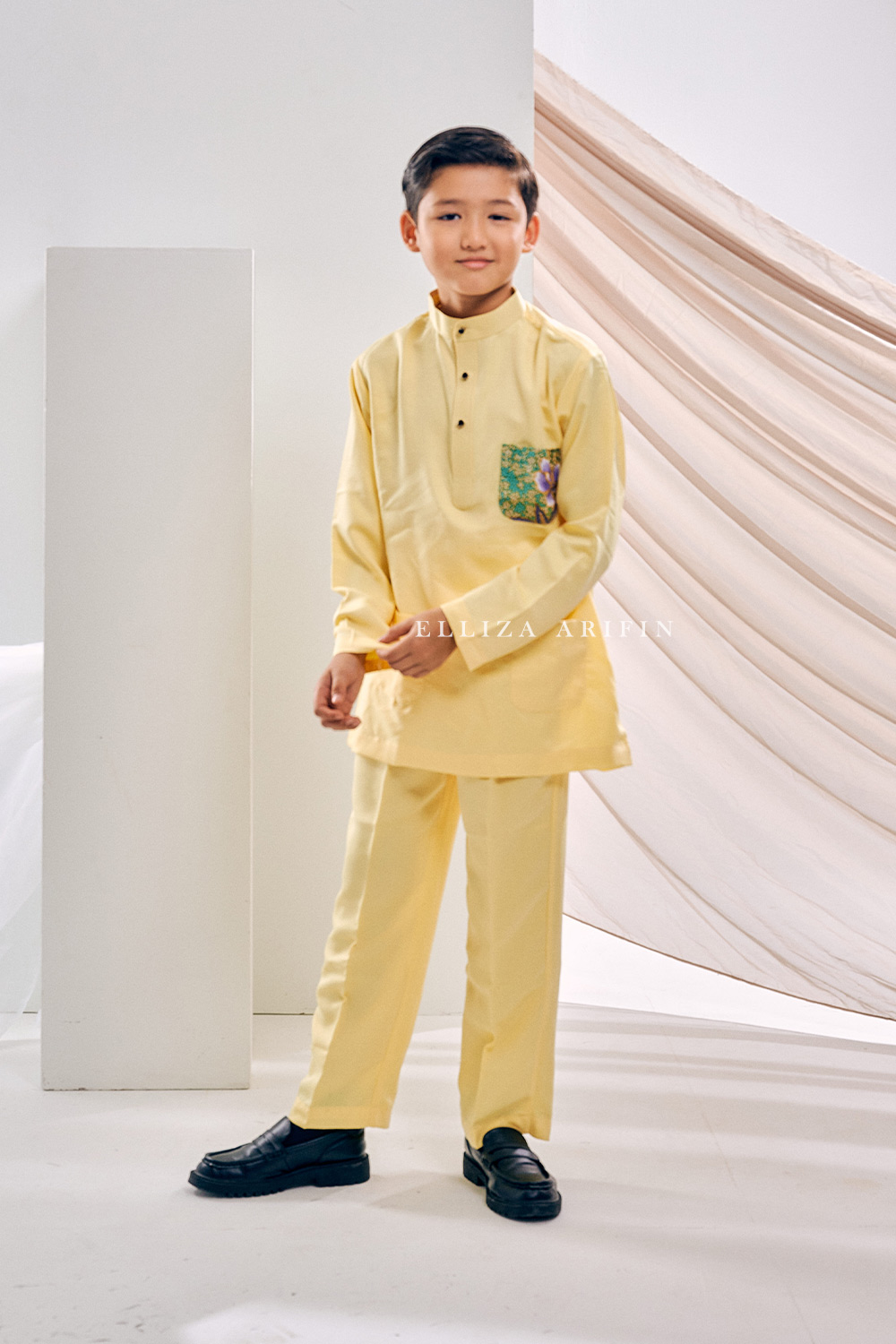 Baju Melayu Batik Kids in Yellow