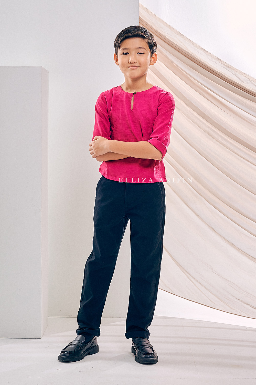 Kurta Arjuna Kid In Fuchsia Pink