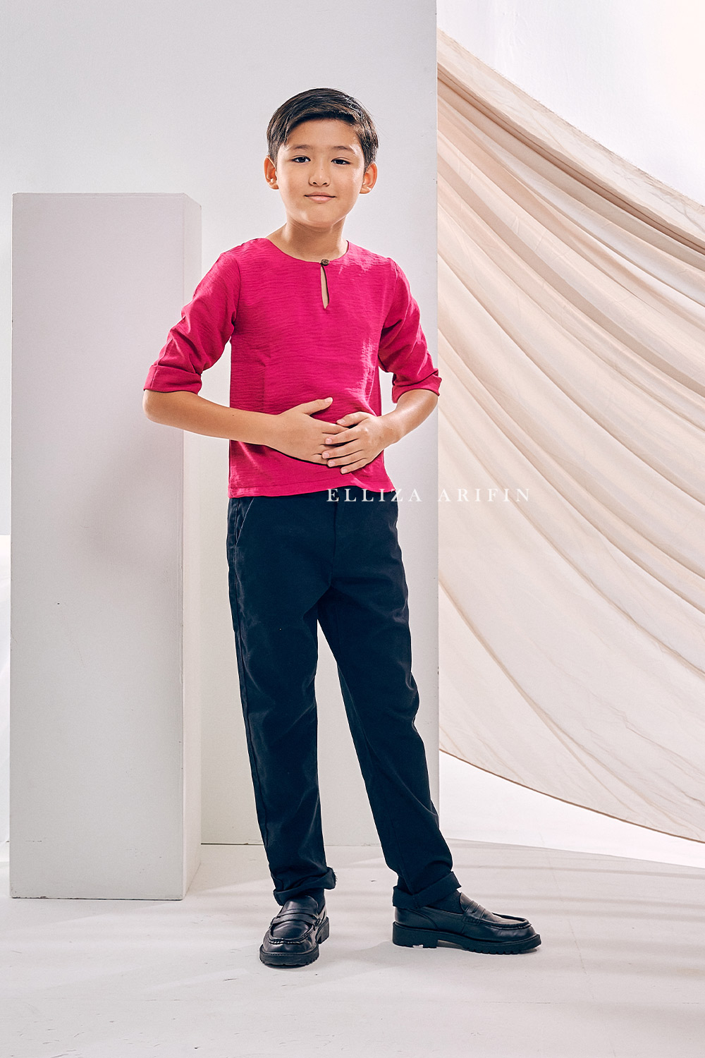 Kurta Arjuna Kid In Fuchsia Pink