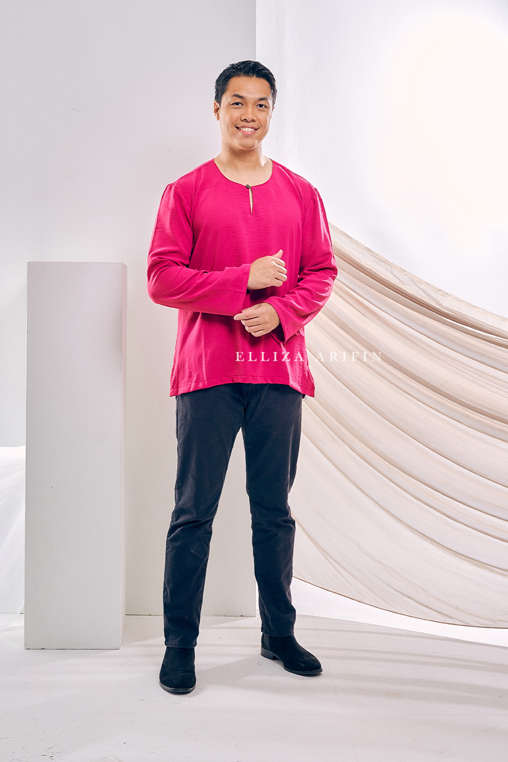 Kurta Arjuna in Fuchsia Pink