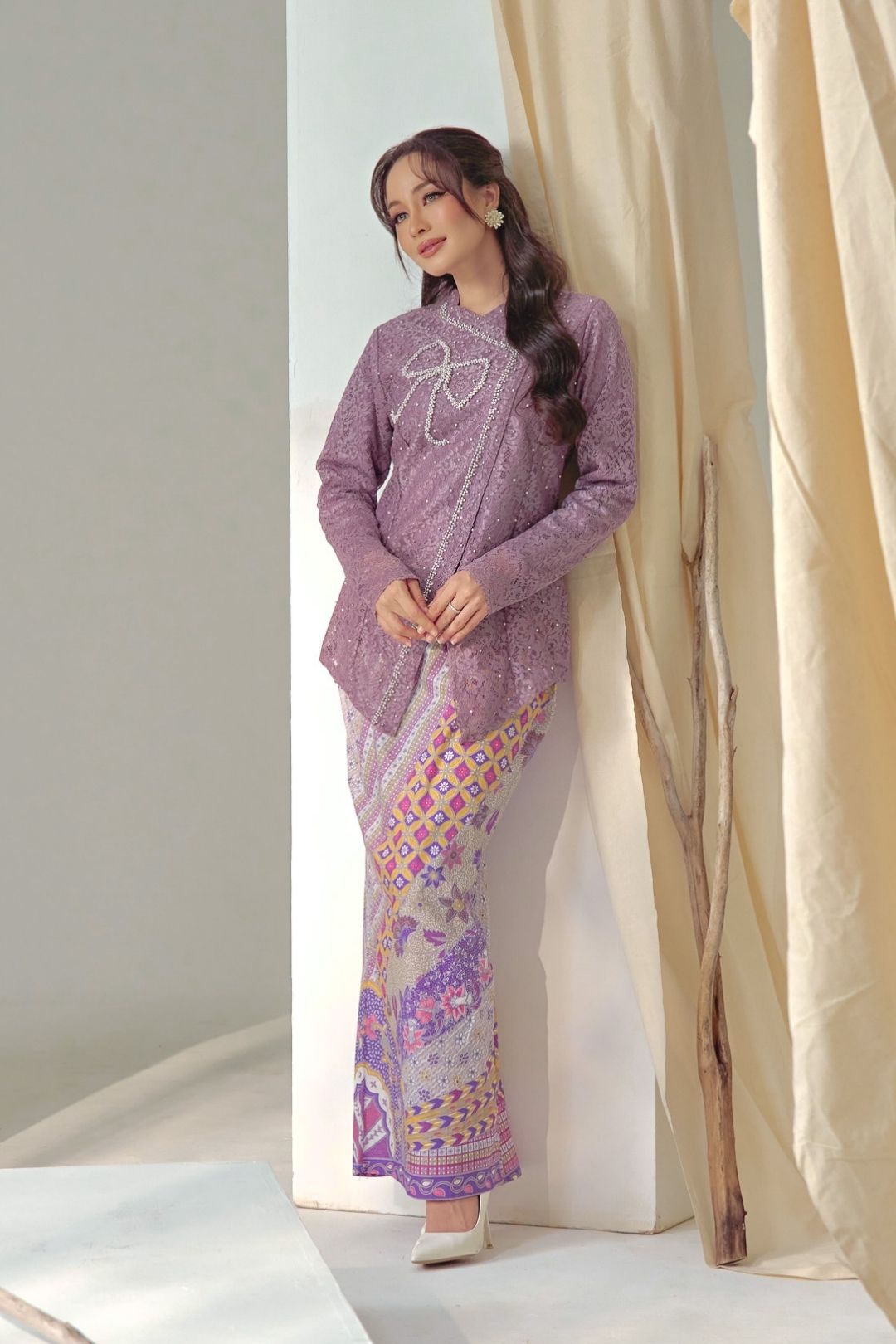 Bow Kebaya Janggan in Vintage Purple