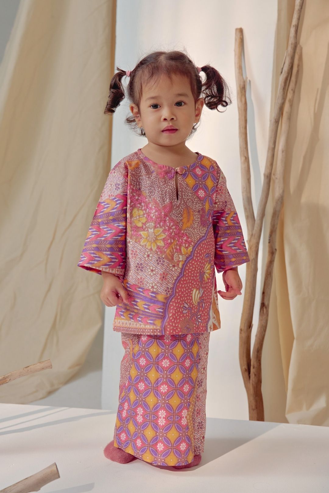 Blossom Kurung Kids in Carnation Pink